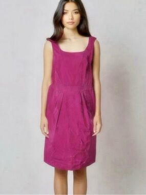 Lafayette 148 New York Sleeveless Stretch Sheath Dress Size 12 Pink Pockets